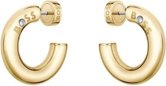BOSS Gold-tone hoop earrings with logo detail