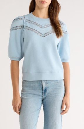 Rails Adrai Lace Trim Sweatshirt in Sky at Nordstrom, Size Xx-Small