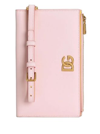 Dolce & Gabbana DG-plaque passport holder - women - Viscose/CALFSKIN/CALFSKIN - One Size - Pink