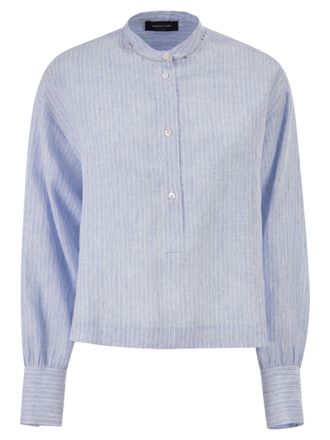Fabiana Filippi Striped Linen Shirt With Rhinestone Details