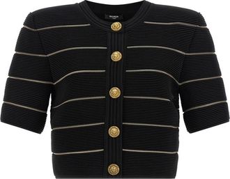Balmain Black Cropped Cardigan