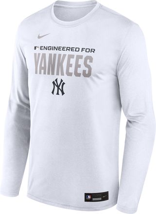 Nike New York Yankees Authentic Collection Team Issue Nike Mens Dri-FIT MLB Long-Sleeve T-Shirt in White | 02TJ10ANK-JE6