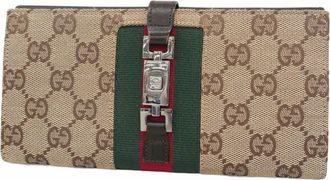 Gucci Brown Canvas Long Wallet (Bi-Fold) (Pre-Owned)