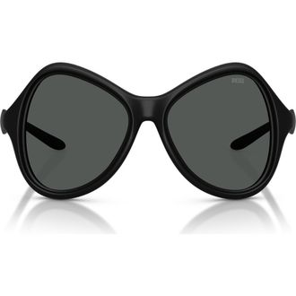 Diesel DL3010U 53mm Cat Eye Sunglasses in Black Matte /Dark Grey at Nordstrom