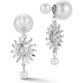 Sphera Milano Faux Pearl Sun Drop Earrings in Silver at Nordstrom Rack
