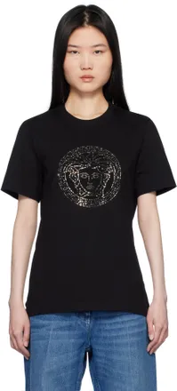 Tシャツ・カットソー VERSACE Women Tunic Tops 1018898 1A13610 210 GREY Versace Half Medusa Head Print T-Shirt in Grey Cotton ref