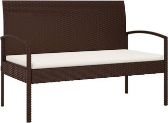 vidaXL Banco De Jard&iacute;n Con Coj&iacute;n Rat&aacute;n Sint&eacute;tico Marr&oacute;n 105 Cm Vidaxl