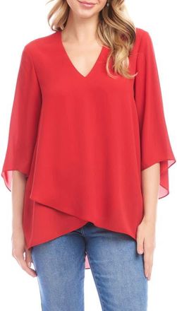 Karen Kane Asymmetrical Crepe Top in Tomato Red at Nordstrom, Size X-Large