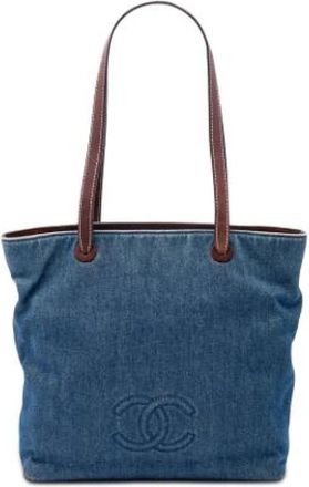 Chanel Pre-owned Vintage Denim Tote Bag - Dames - Vintage Shopper - Blauw - ONE Size - Denim - Vintage