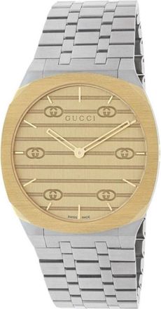 Gucci YA163403 25H 34mm Unisex Quartz Watch in Gold Stainless Steel - One Size