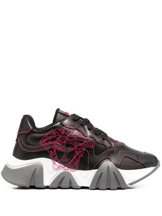 Versace GV Signature Squalo sneakers - women - Leather/Leather/Rubber/Fabric - 36 - Black