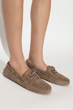 Tod's Leather Gommino Moccasins, Womens, Brown