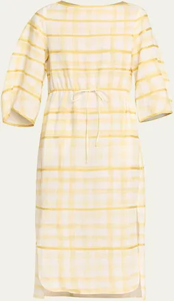 Rosie Assoulin Ribbon-Embellished Plaid Midi Caftan