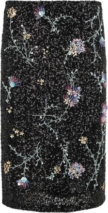 Des_Phemmes Falda con Bordado Floral en Lentejuelas - Skirts - Mujer - Negro - S