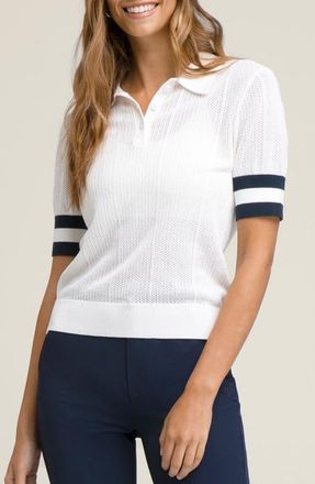 Wilson Essex Mesh Stitch Polo Sweater in Bright White at Nordstrom, Size X-Large