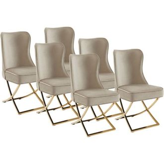 Vente-Unique Sedia in Velluto e Acciaio inossidabile dorato Beige - Lotto di 6 - marelano di Pascal morabito
