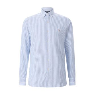 Polo Ralph Lauren Gestreepte Cr&ecirc;pe Blouse - Heren - Zakelijke Overhemden - Blauw - S - Katoen - Overhemden