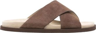Brunello Cucinelli Schoenen, Heren, Bruin, 42 EU, Su&egrave;de, Sandalen met gekruiste bandjes