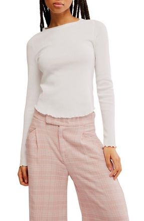 Free People Easy Does It Long Sleeve Waffle Knit Cotton T-Shirt in White at Nordstrom, Size X-Large