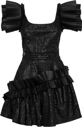 Philipp Plein Mini Jurk Sangallo - Dames - Feestkleedjes - Zwart - XS - Leer - Kleedjes