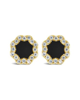 Sterling Forever 14K Plated Frame Rose Petal Studs