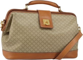 Celine Vintage Macadam Handbag Canvas And Leather Beige Canvas Handbag (Pre-Owned)