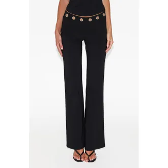 Tiger Mist Marren Low Rise Grommet Flare Pants in Black at Nordstrom, Size Xx-Small