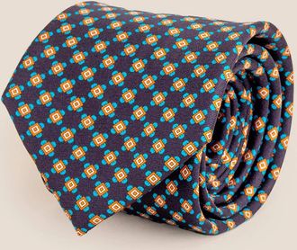 Oswin Hyde Mens Navy Geometric Pattern Silk Tie