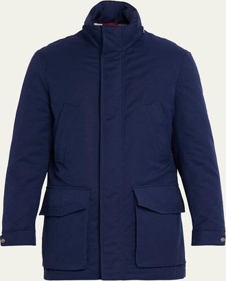 Brunello Cucinelli Mens Water-Resistant Flap-Pocket Field Jacket