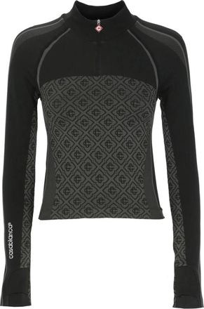 Casablanca Naadloos Monogram Half-Zip Top - Dames - Zomerjassen - Zwart - L/Xl - Polyester - Jassen