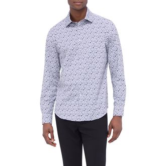 Bugatchi Jimmy OoohCotton Cocktail Print Button-Up Shirt in Zinc at Nordstrom, Size Xxx-Large