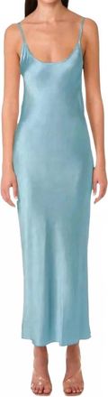 Mother of All Kelly Stretch Silk Slip Dress In Smoky Light Blue