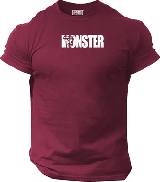 Generic Monster Gorilla T Shirt Gym Clothing Bodybuilding Training Workout Exercise Fitness Boxing MMA Tee Top (UK, Alpha, 3XL, Regular, Regular, Maroon)