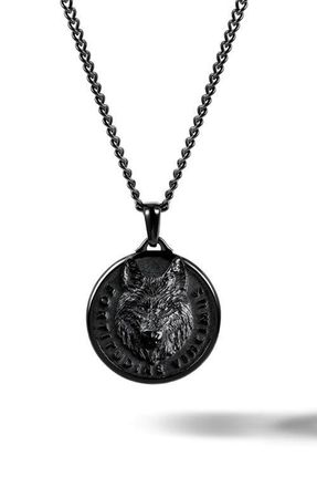 Vincero Wolf Pendant Necklace in Black at Nordstrom