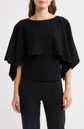 Anne Klein Boat Neck Sweater Cape in Anne Black at Nordstrom, Size Xx-Small