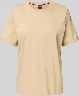 HUGO BOSS T-Shirt mit Label-Stitching Modell ECOSA in Beige, Gr&ouml;&szlig;e XS