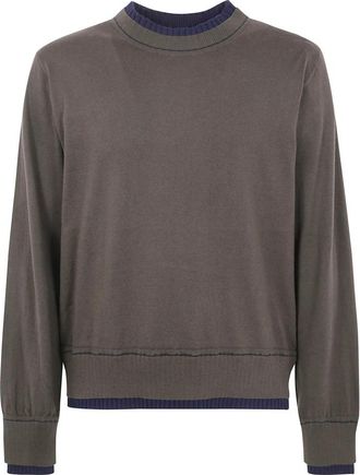 sacai Round-neck Truien - Heren - Ronde hals truien - Beige - M - Truien & Vesten