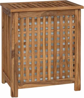 vidaXL Cesta De Lavander&iacute;a Natural Madera De Teca Maciza Vidaxl