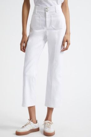 Cinq à Sept Patch Pocket Crop Jeans in White at Nordstrom, Size 14