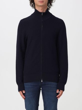 HUGO BOSS Cardigan in pura lana con collo a dolcevita e chiusura full zip