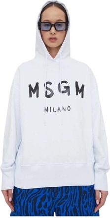 Msgm Logo-print Hoodie - Dames - Hoodies - Wit - M - Katoen - Hoodies & sweatvesten