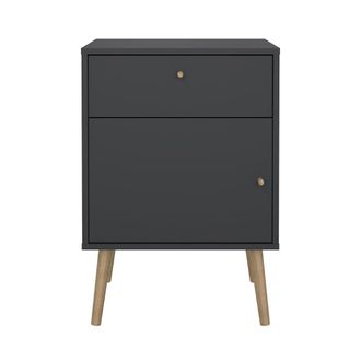 ebuy24 Mesita de noche bodo 1 puerta, 1 caj&oacute;n gris mate