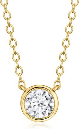 Ross-Simons Bezel-Set Lab-Grown Diamond Solitaire Necklace in 18kt Gold Over Sterling