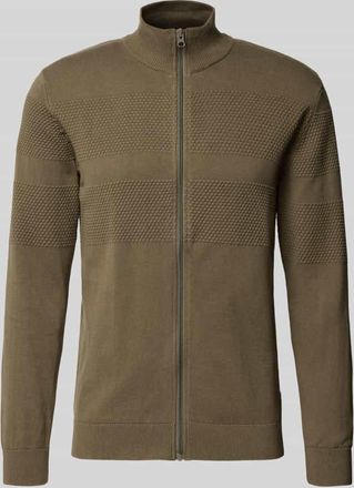 Lindbergh Lindbergh Cardigan mit Stehkragen und Reißverschluss in Schlamm, Größe XXXL