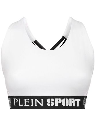 Plein Sport Reggiseno sportivo con banda logo - Bianco