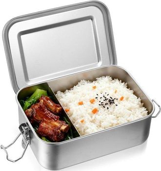 OEM Fiambrera Bento De Acero Inoxidable, 850 Ml, Recipiente Para Alimentos Con Tapa, Fiambrera Met&aacute;lica Para Adultos, Cierres Con Bloqueo, Separador
