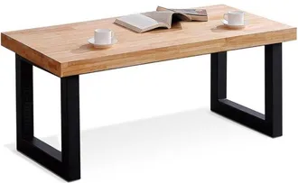 Home Heavenly Mesa De Centro Elevable Darek, Con Caj&oacute;n Interior, Tabla De Madera, Patas Metal Color: Roble - Negro - Home Heavenly