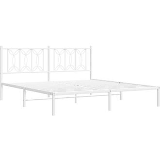 vidaXL Metal Bed Frame without Mattress with Headboard White 180x200cm vidaXL