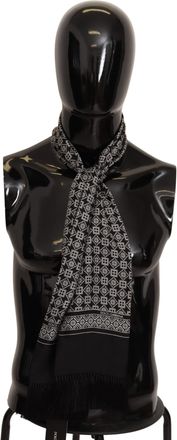 Dolce & Gabbana Mannen Zwart Wit Barok Zijden Hals Sjaal