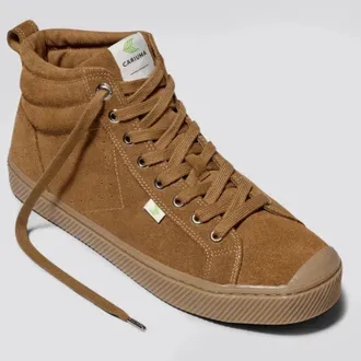 Cariuma Mens Cariuma OCA High Sneakers All Camel Suede Lifestyle Shoes HAWK999